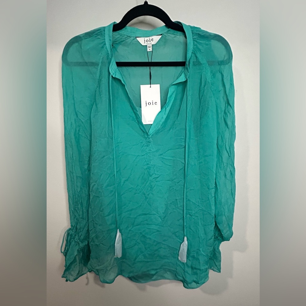 NWT Joie Marine Green Sheer Blouse With Matching Tank